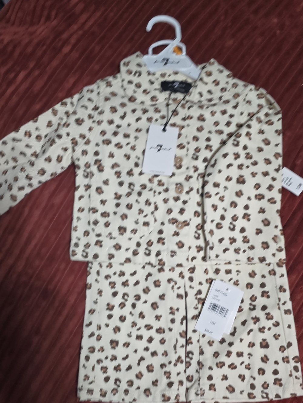 7 For All Mankind Cream and Brown Leopard Print Pajama Set